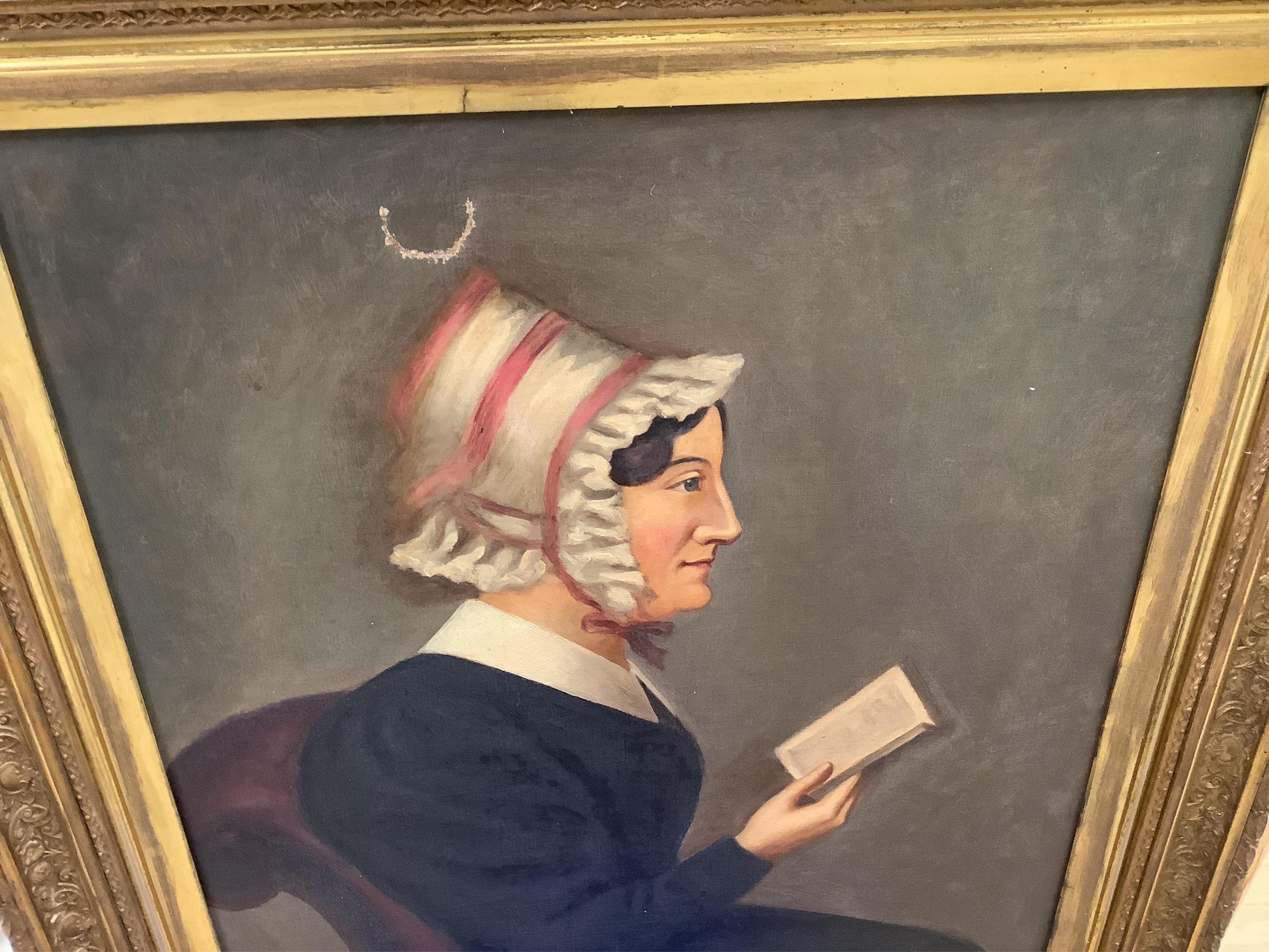 19th Century, Naïve school, Portraits of a lady and gentleman, pair of oils on board, 59 x 49cm